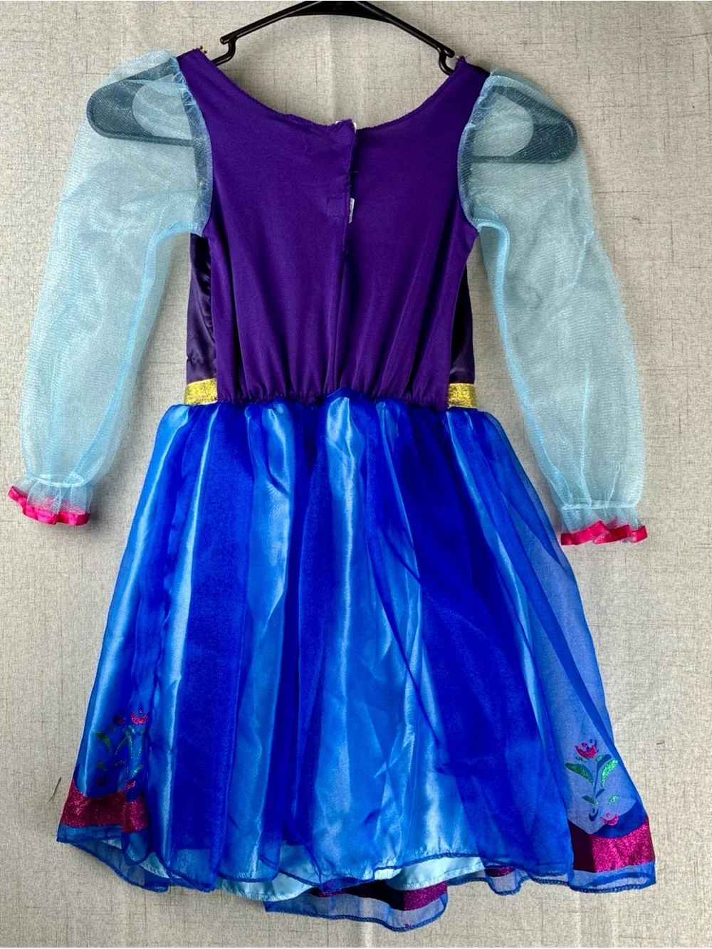 Disney Frozen Anna Traveling Costume Child Dress Blue Size 4-6 S Nordic Scandi